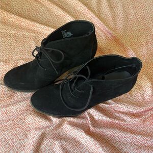 MIA Black Lace-Up Heeled Boots